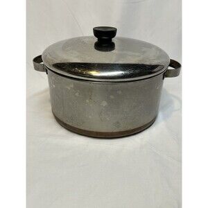Revere Ware 5 Quart Stainless Steel Copper Clad Pot Rare Metal Handles And Lid